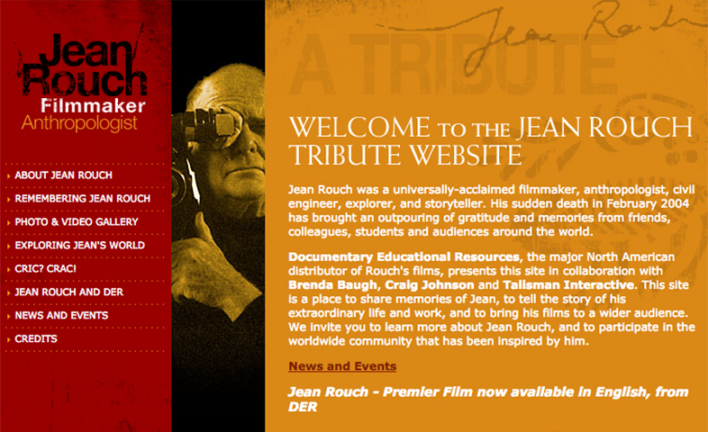 Jean Rouch Tribute microsite